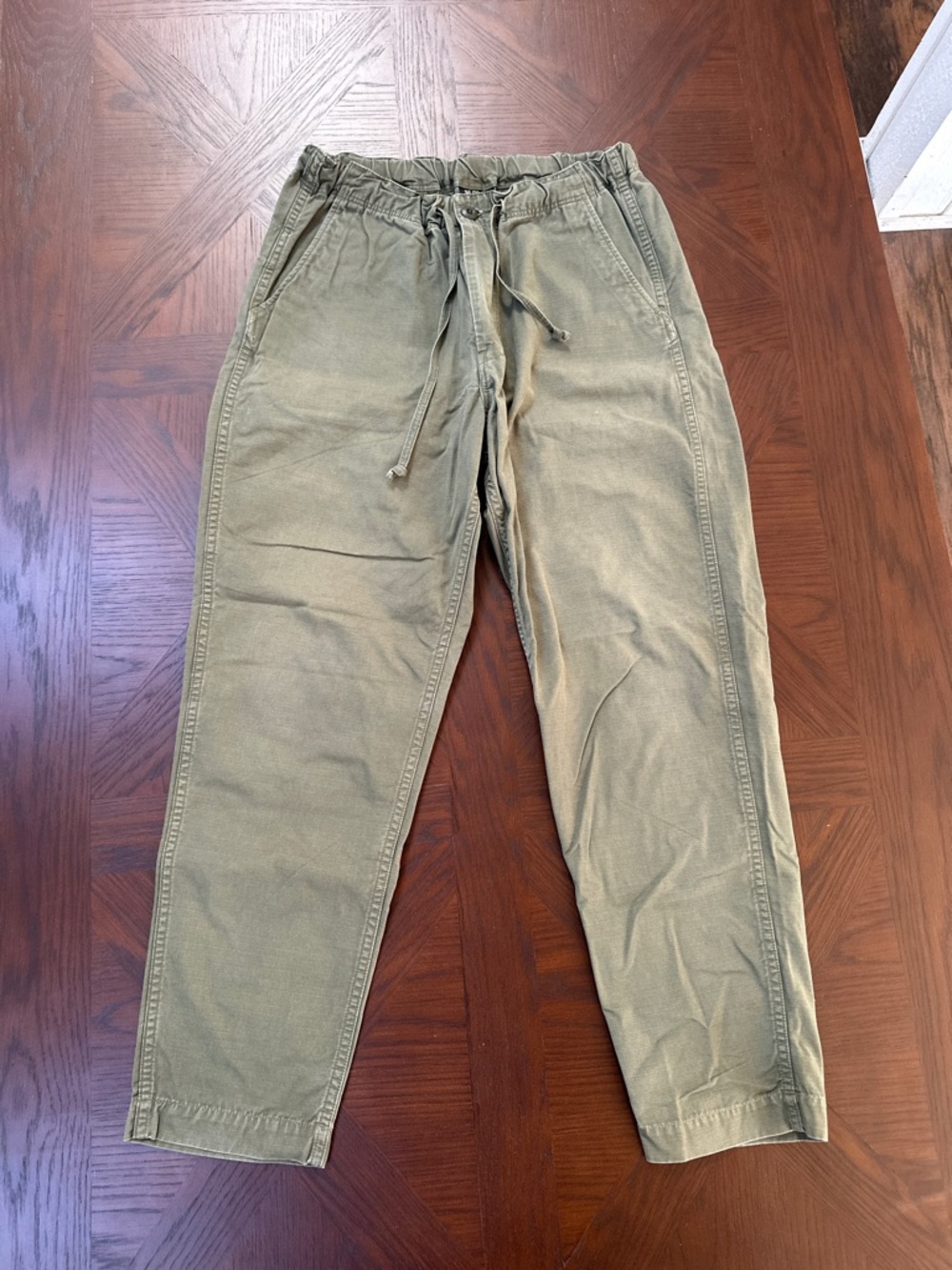 orSlow Olive Green Ripstop Pleated Easy Pants